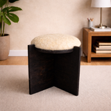 Taburete artesanal Yakisugi y lana