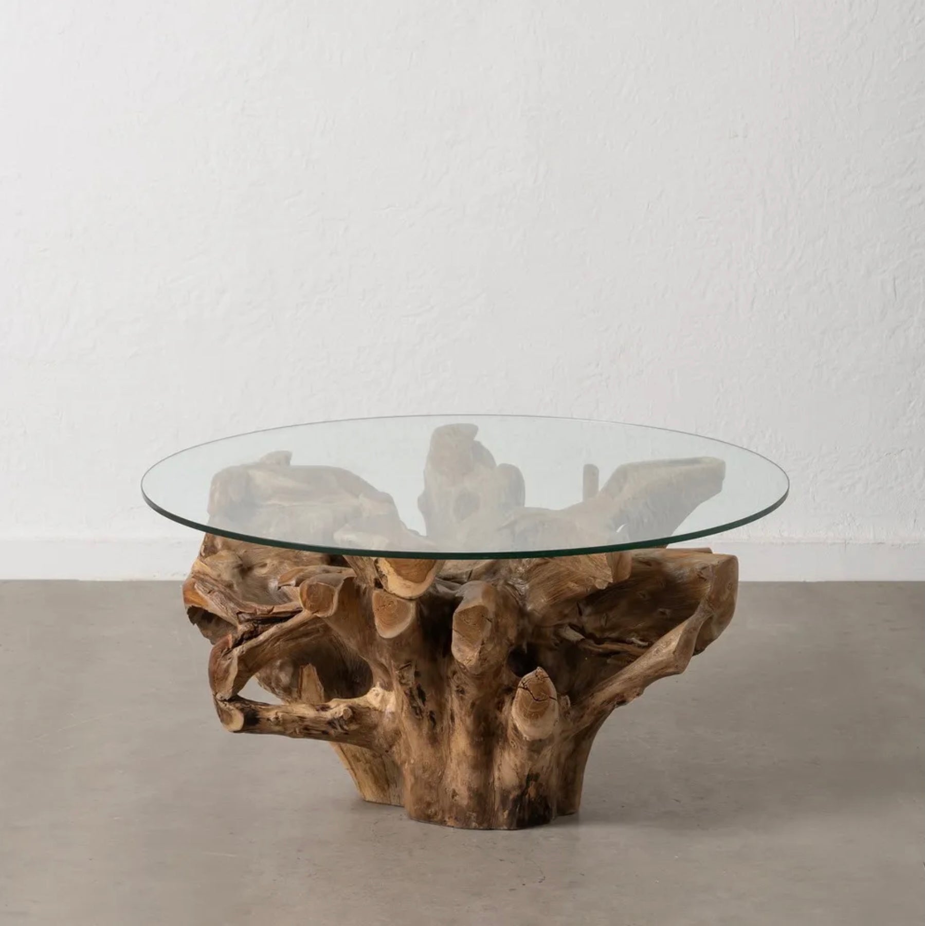 mesa brutalista madera piedra
