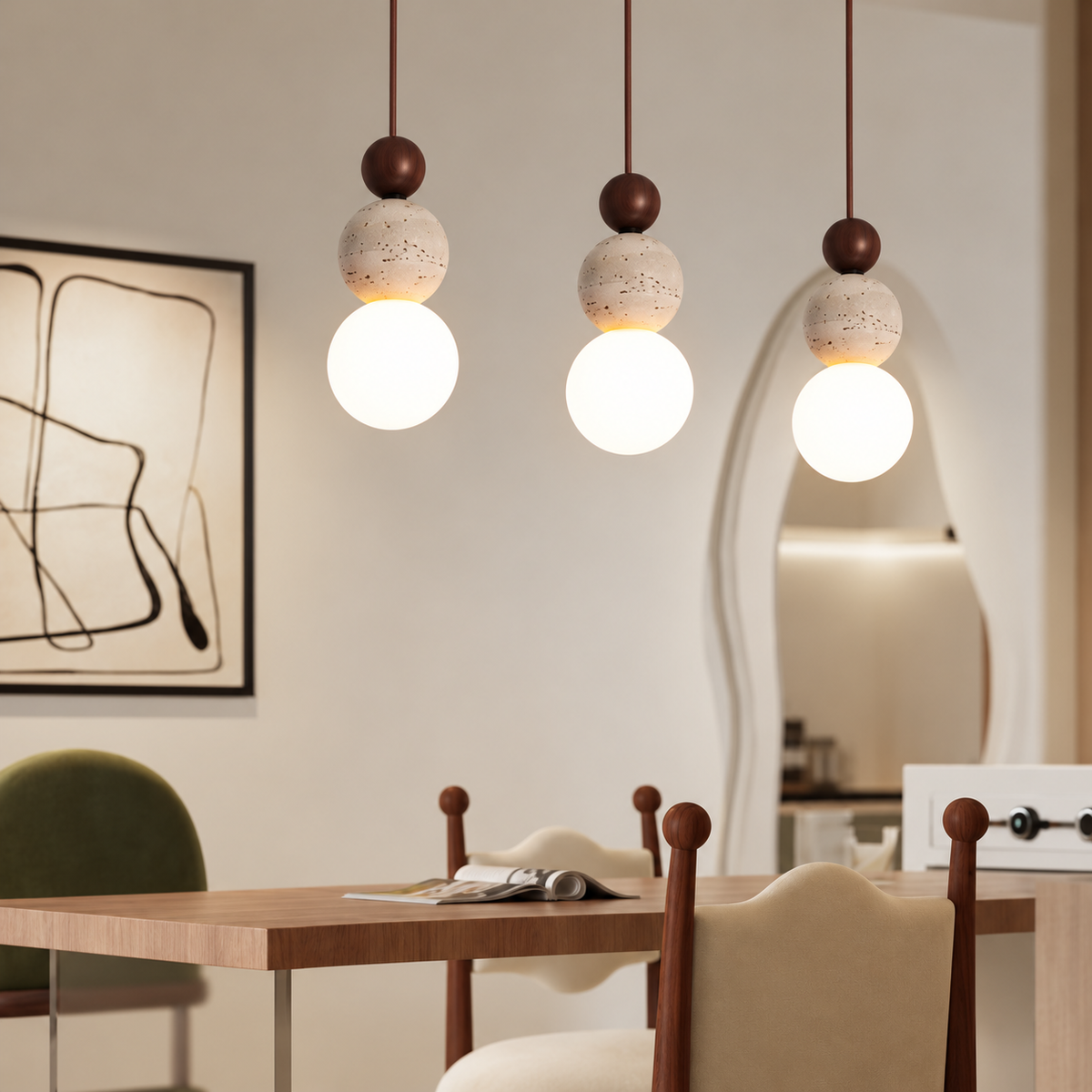 Lámpara colgante de travertino — comedor