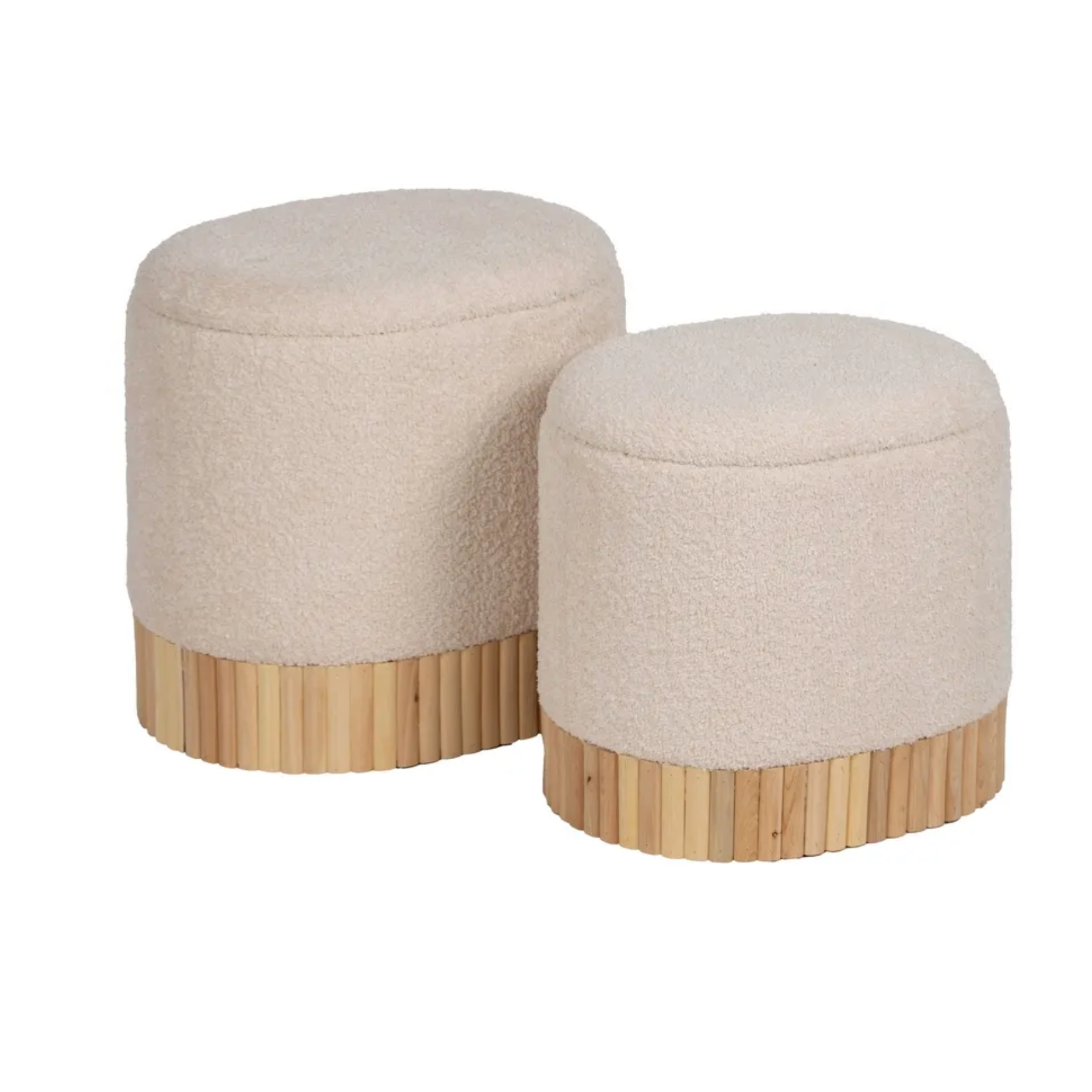 Set Nido Bouclé | Puff con almacenaje de diseño orgánico