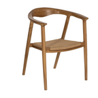 Silla NURA Mid-Century | Silla de madera maciza de teka y fibra natural