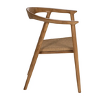 Silla NURA Mid-Century | Silla de madera maciza de teka y fibra natural