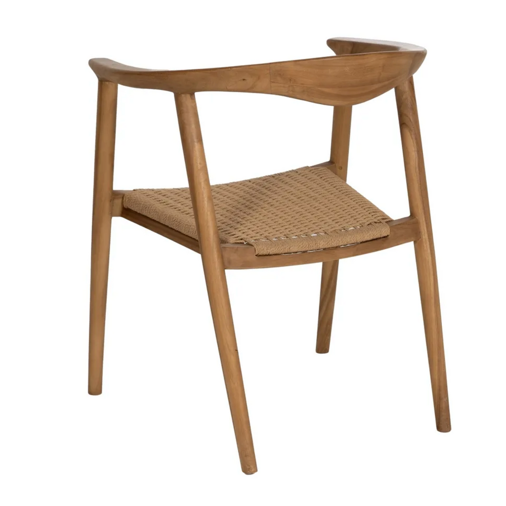 Silla NURA Mid-Century | Silla de madera maciza de teka y fibra natural