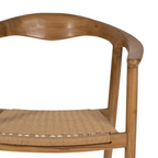 Silla NURA Mid-Century | Silla de madera maciza de teka y fibra natural