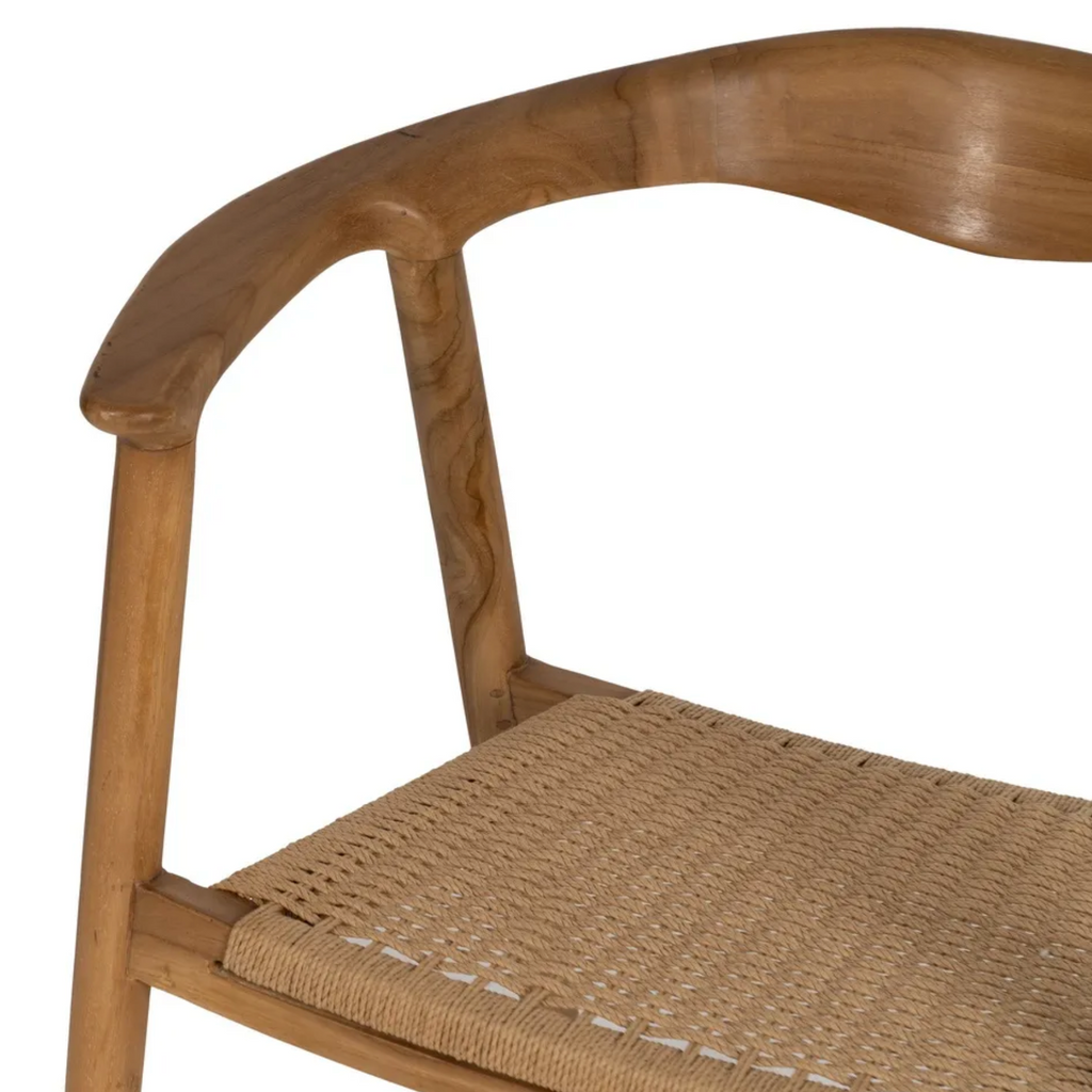Silla NURA Mid-Century | Silla de madera maciza de teka y fibra natural