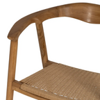 Silla NURA Mid-Century | Silla de madera maciza de teka y fibra natural