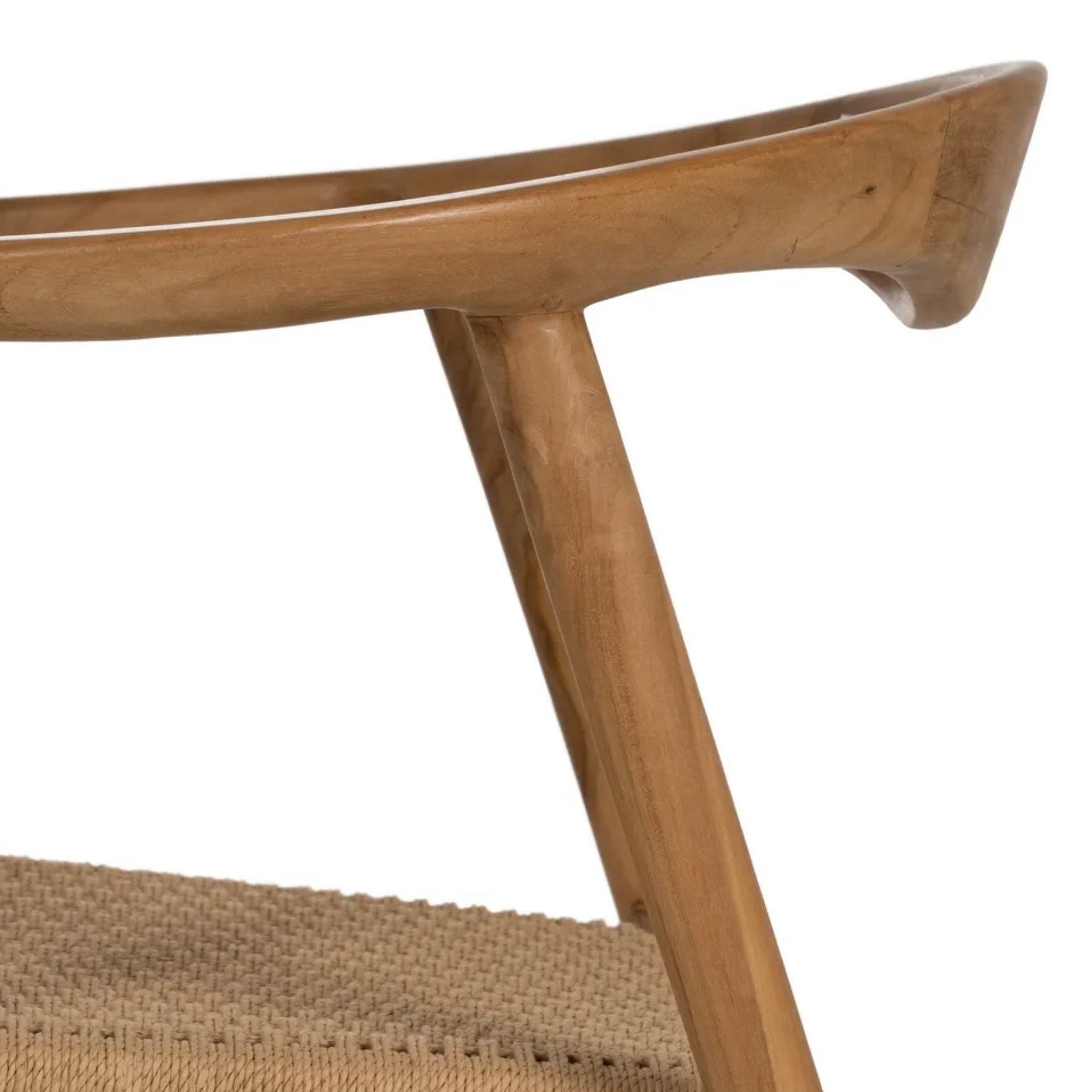 Silla NURA Mid-Century | Silla de madera maciza de teka y fibra natural