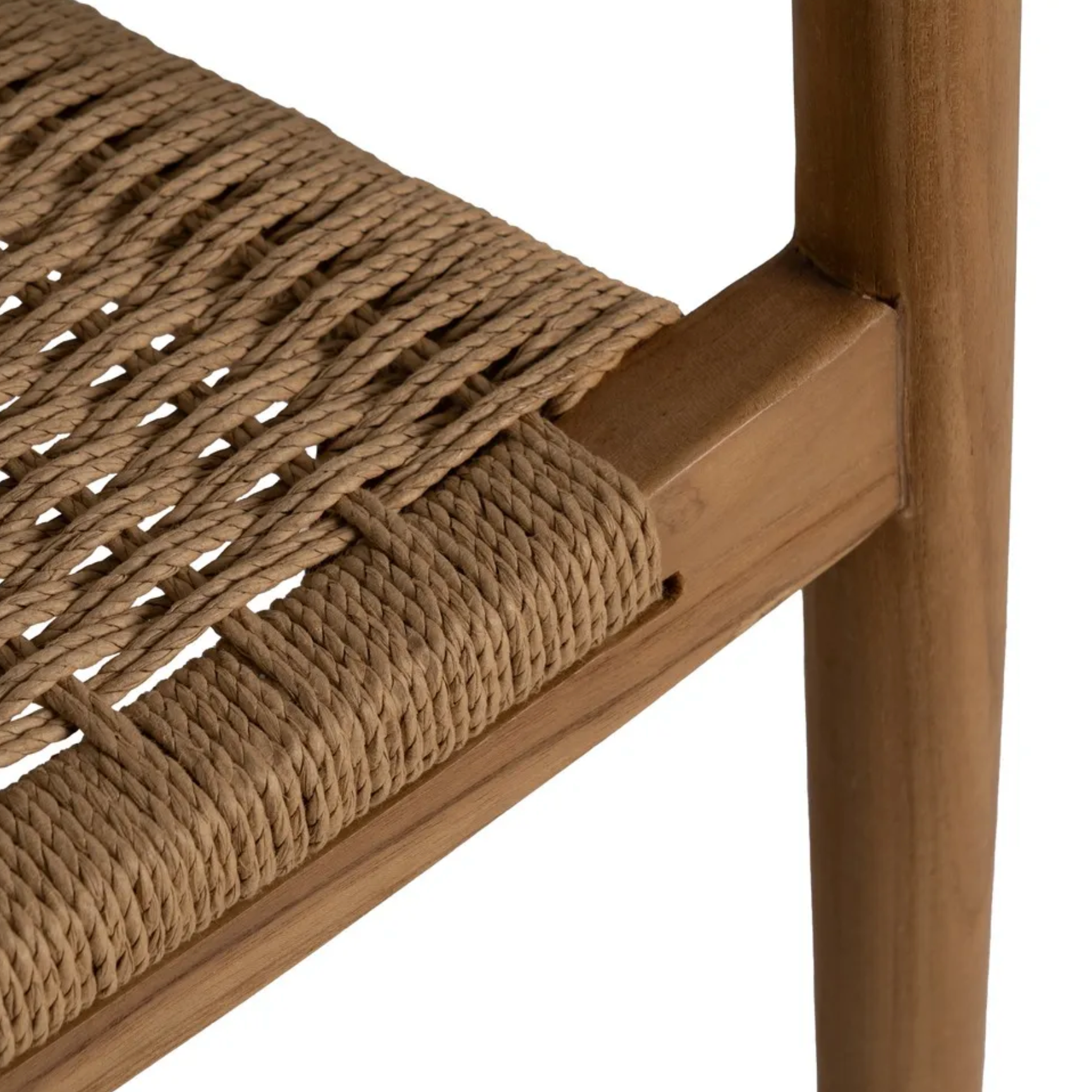 Silla NURA Mid-Century | Silla de madera maciza de teka y fibra natural