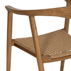 Silla NURA Mid-Century | Silla de madera maciza de teka y fibra natural
