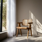 Silla SORA | Silla de madera de teka y ratán natural