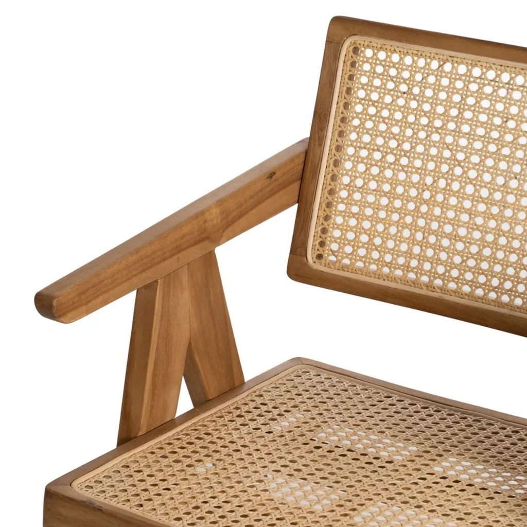 Silla SORA | Silla de madera de teka y ratán natural