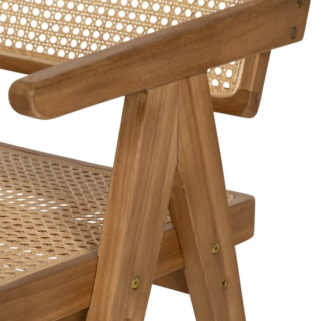 Silla SORA | Silla de madera de teka y ratán natural