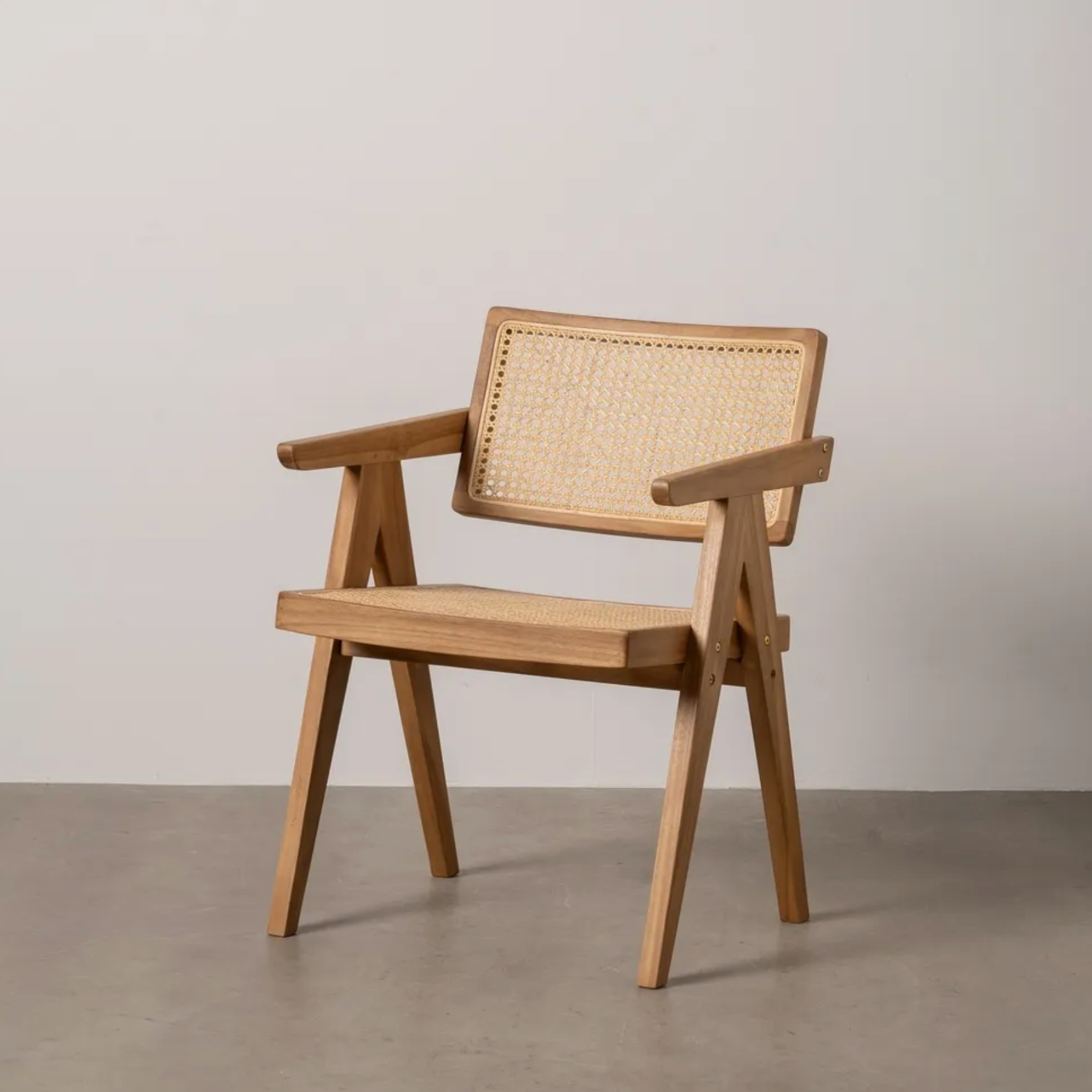 Silla SORA | Silla de madera de teka y ratán natural