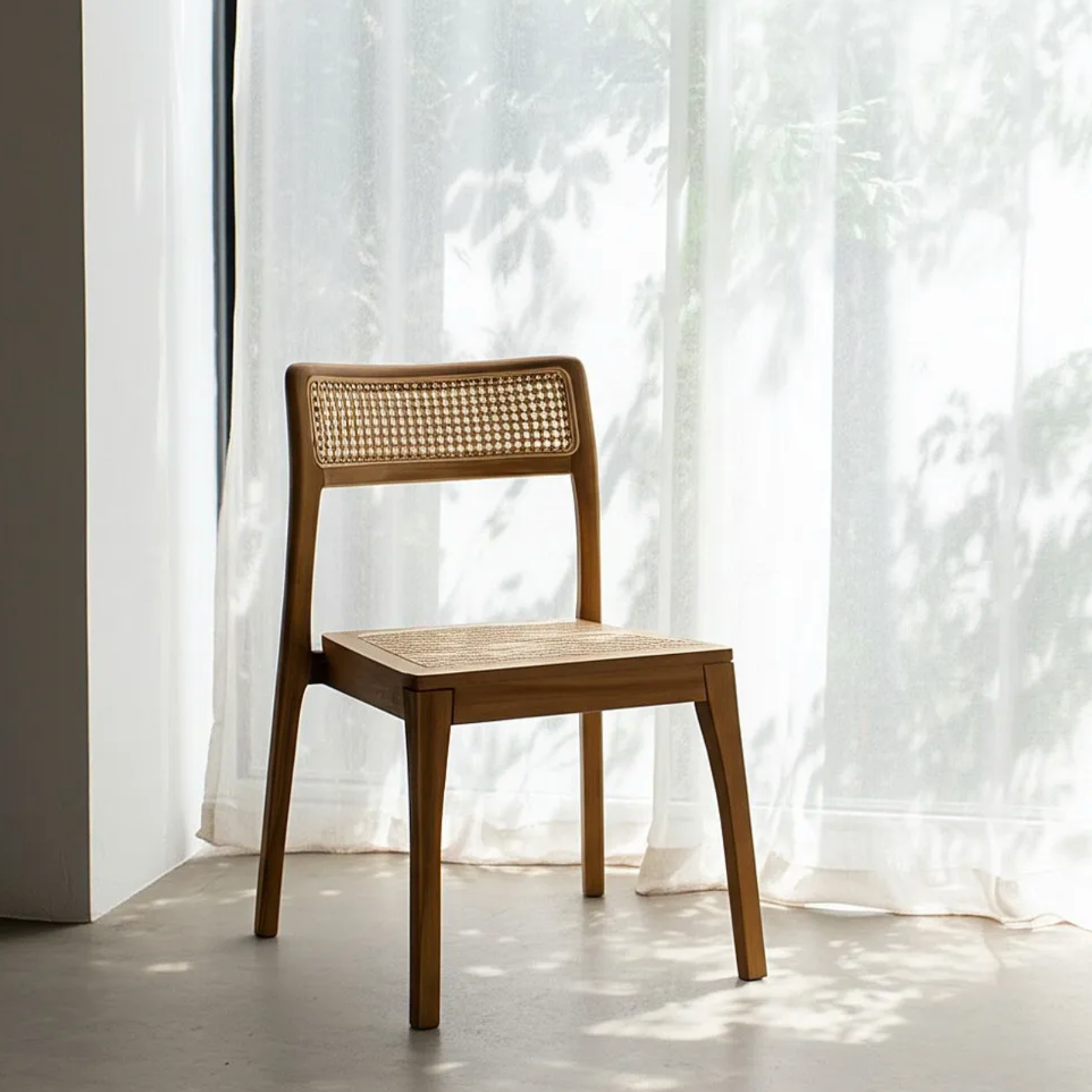 Silla SORA CLASSIC | Silla de madera de teka y ratán natural