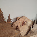 Bosque con furgoneta viajera - Decoración artesanal de madera