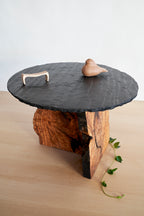 mesa madera y pizarra
