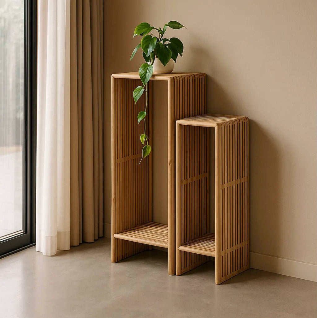 Mesa Auxiliar Teca Nara - Serie de 2