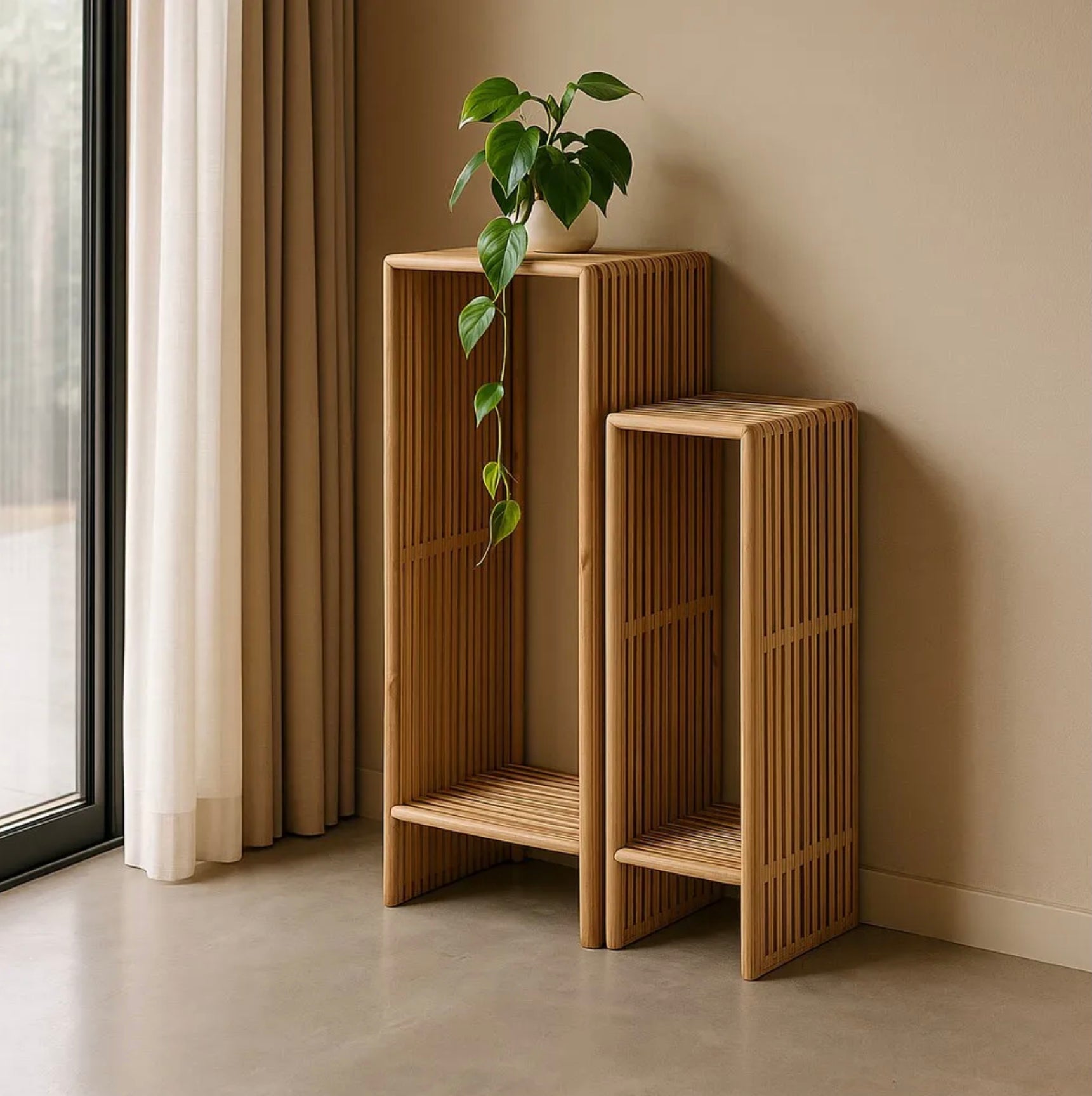 Mesa Auxiliar Teca Nara - Serie de 2