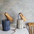 lampara cemento madera