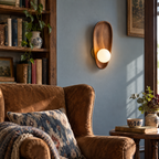 Aplique de pared Wabi Lumiere de madera y cristal