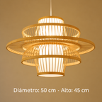 Lámpara de bambú: diámetro 50 cm, cable blanco