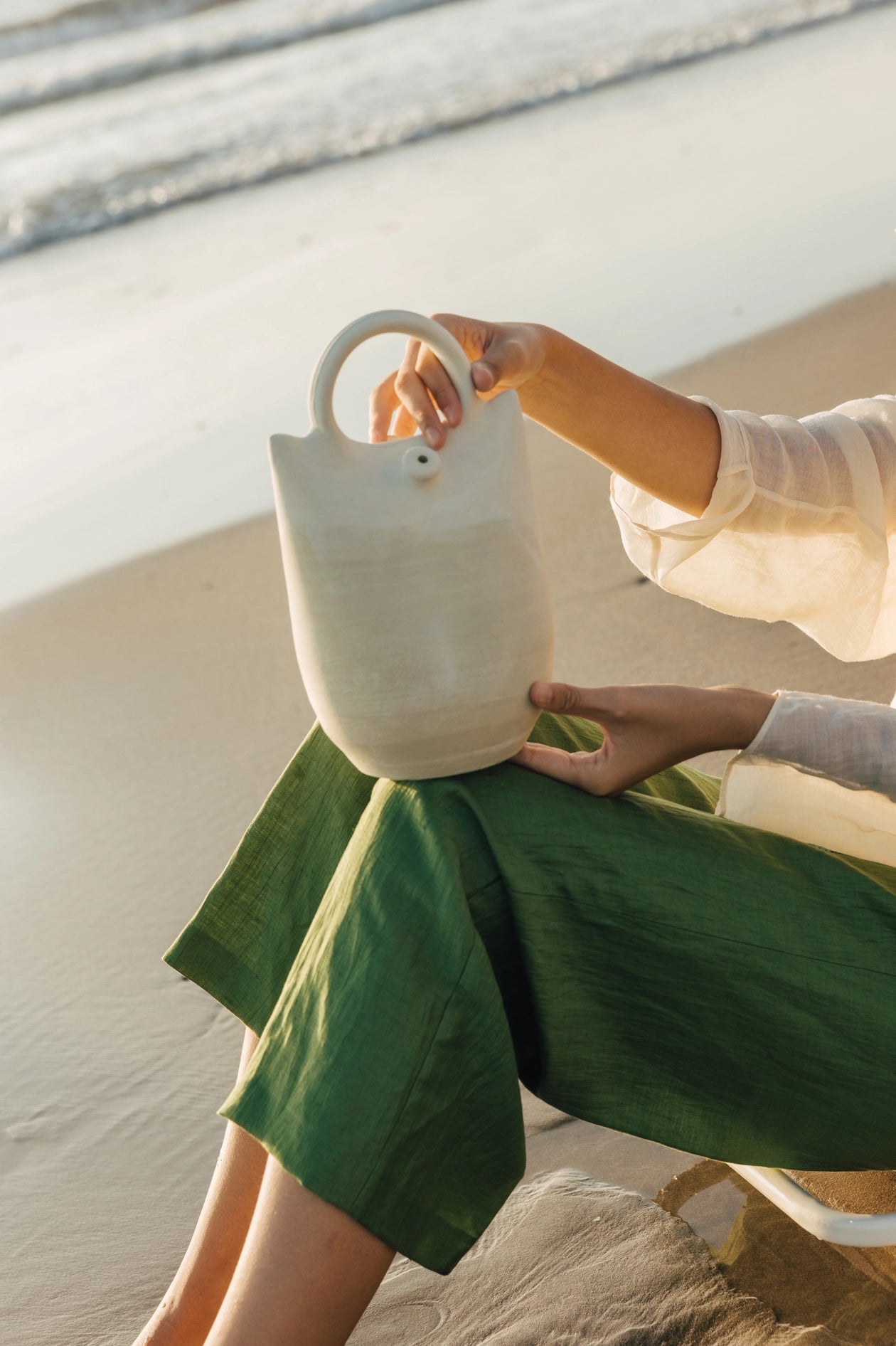 Botijo de cerámica Taren Blanco