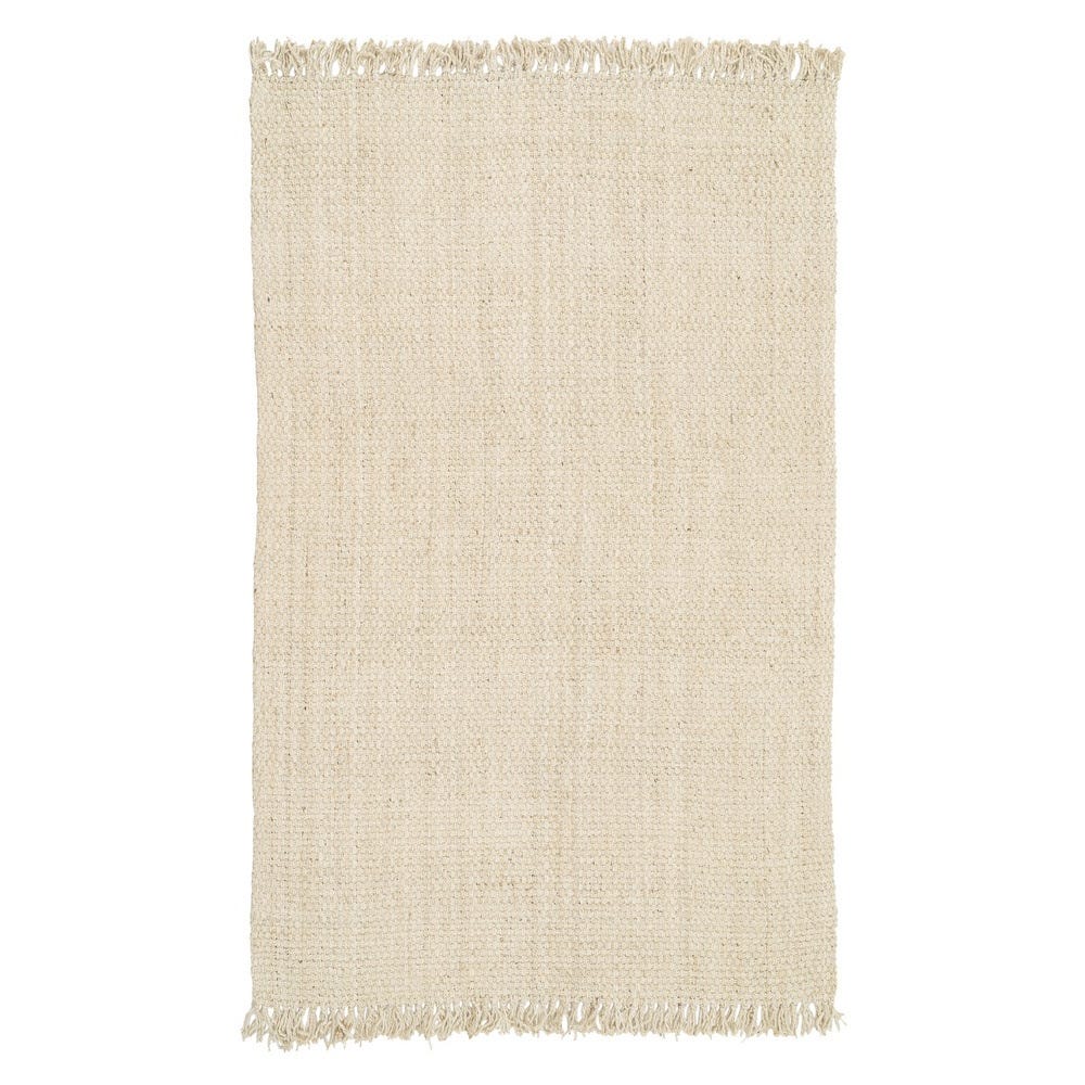 Alfombra Denia Crema de yute, 200 x 290 cm, vista completa con flecos