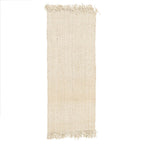 Alfombra Denia Crema de yute, 70 x 170 cm, vista completa con flecos
