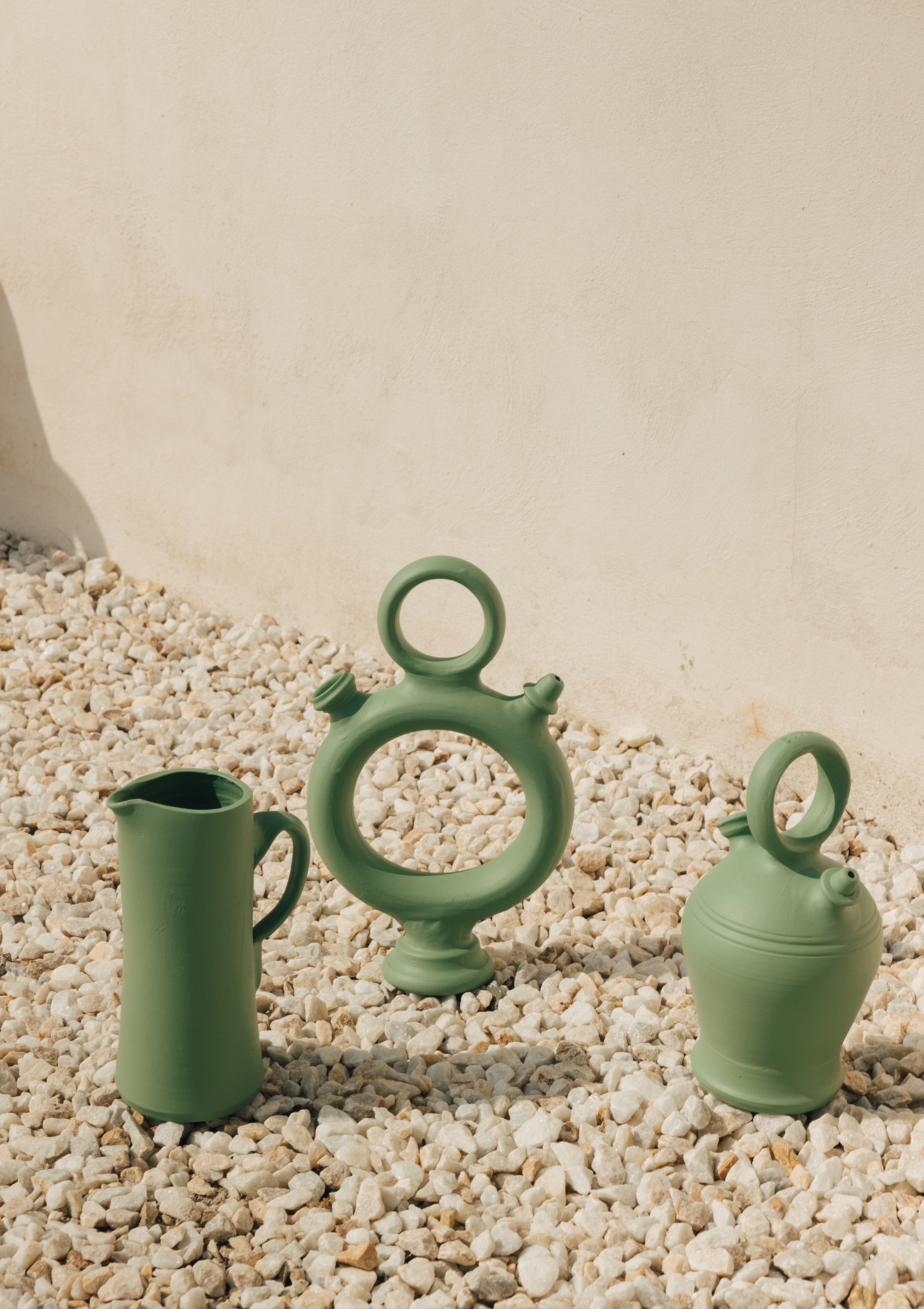 Pack de cerámica Verde - Jarra, Decantador y Botijo