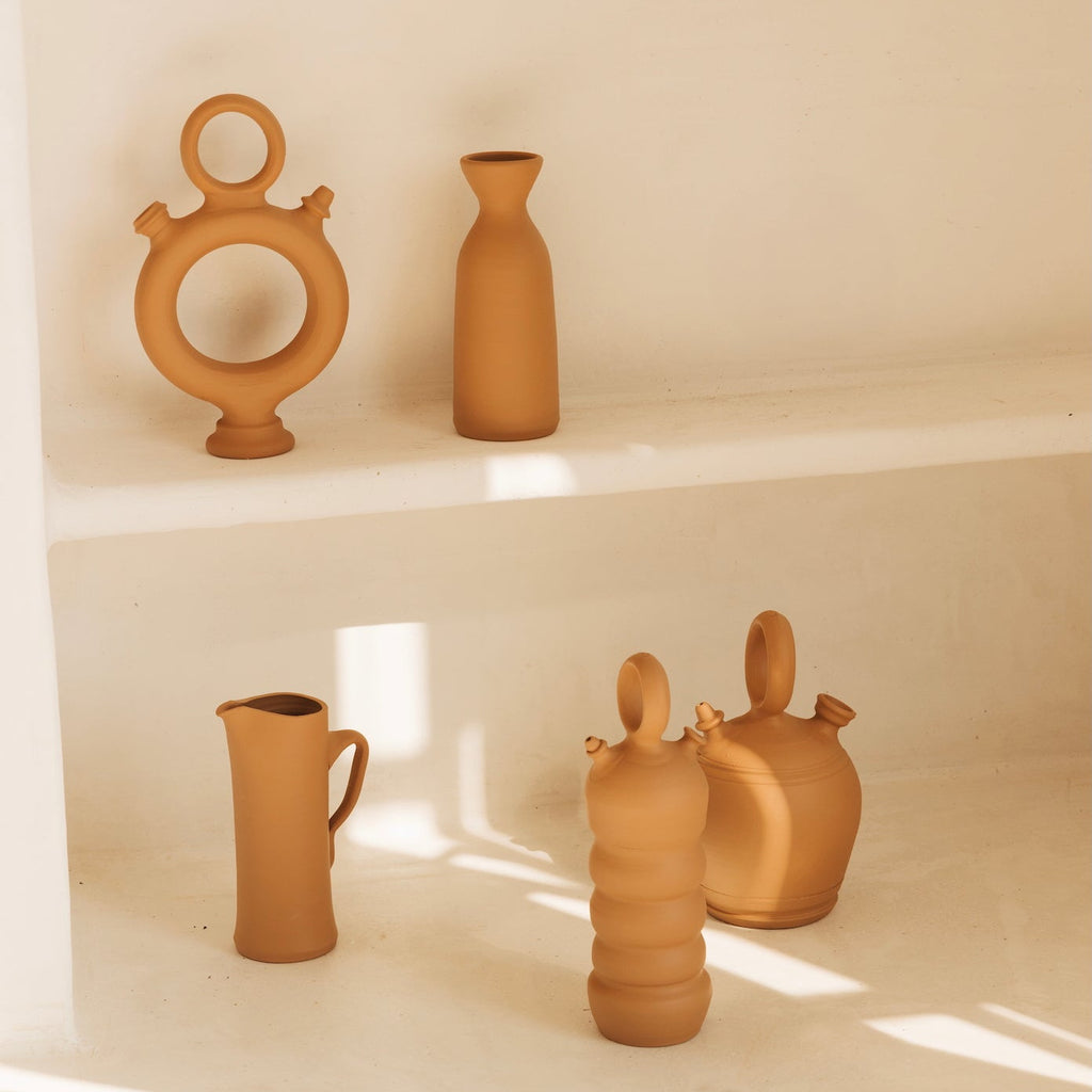 Pack de cerámica Terracota - Jarra, Decantador y Botijo