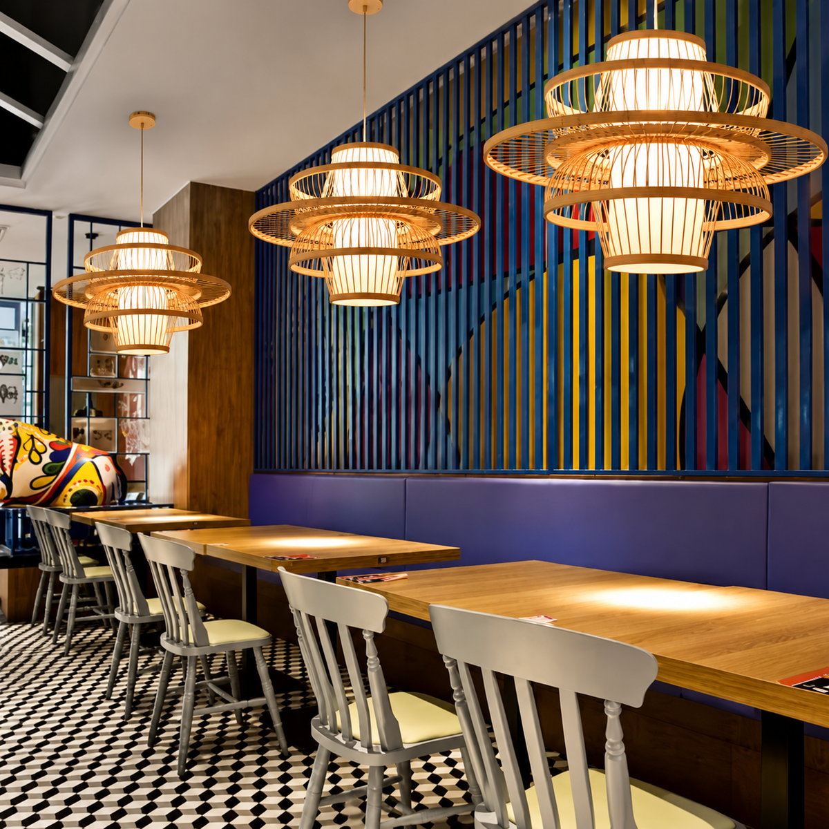 Lámpara colgante de bambú · restaurante