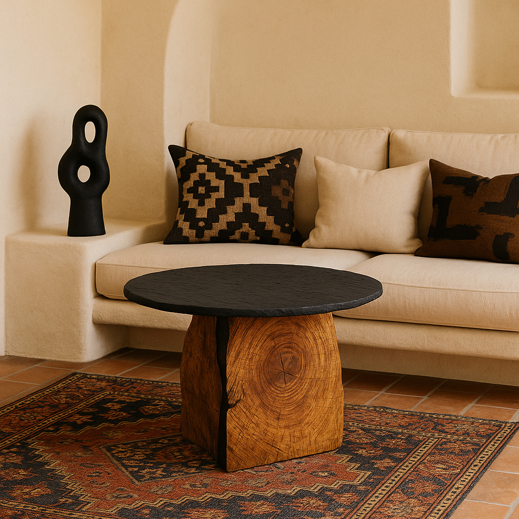 mesa pizarra y madera