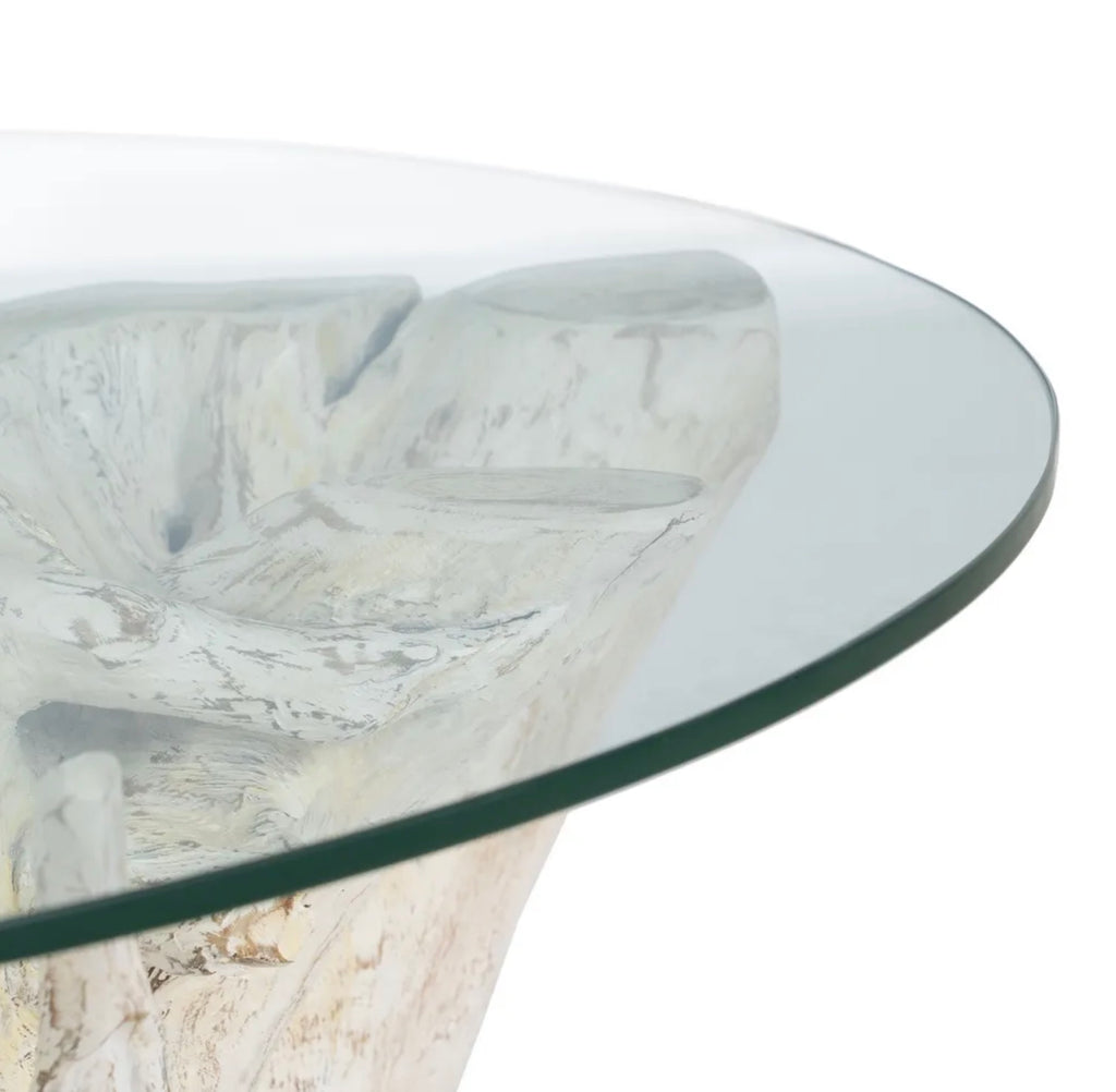Mesa de centro Madera Raices Blanca