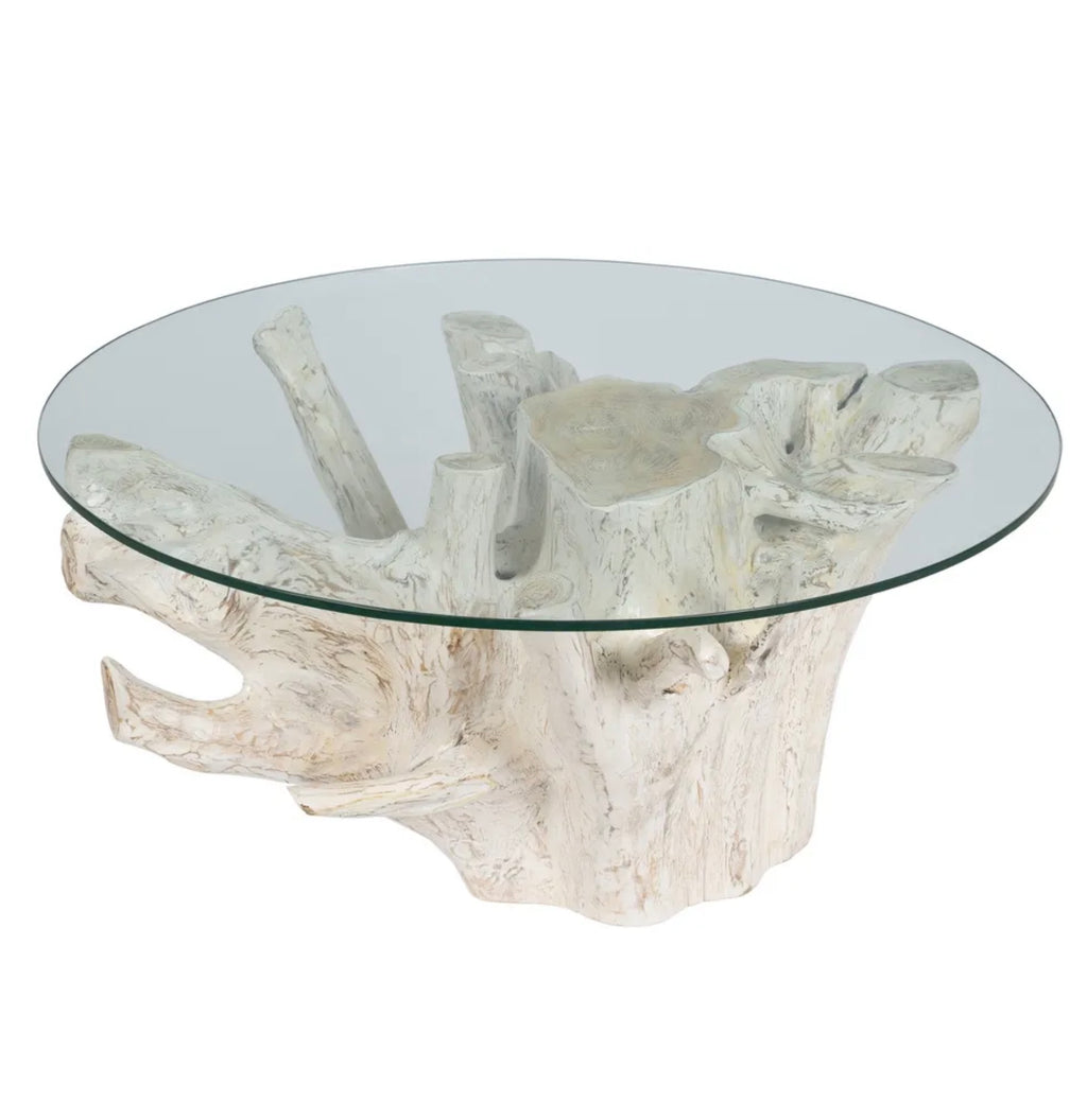 Mesa de centro Madera Raices Blanca