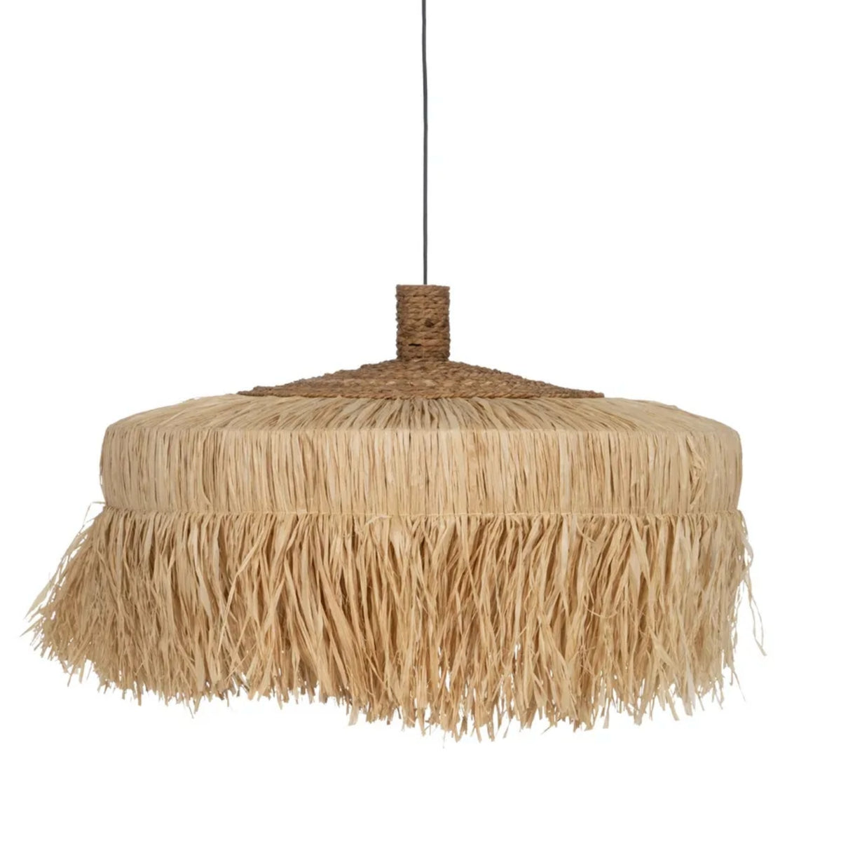 Lámpara Palapa de fibra natural — 80 × 80 × 45 cm, vista completa