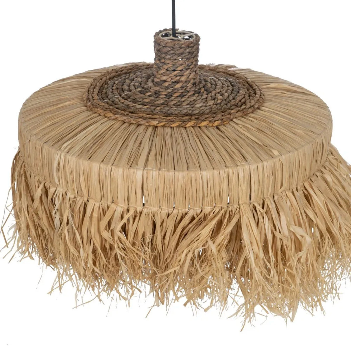 Lámpara Palapa de fibra natural — 50 × 50 × 35 cm, vista de la pantalla