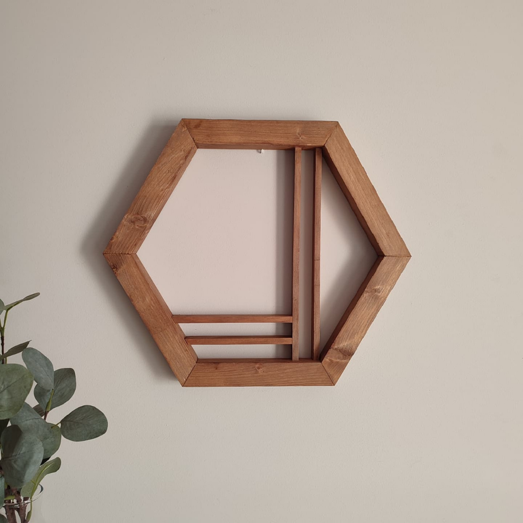Hexágono Perpendicular - Decoración de madera artesanal