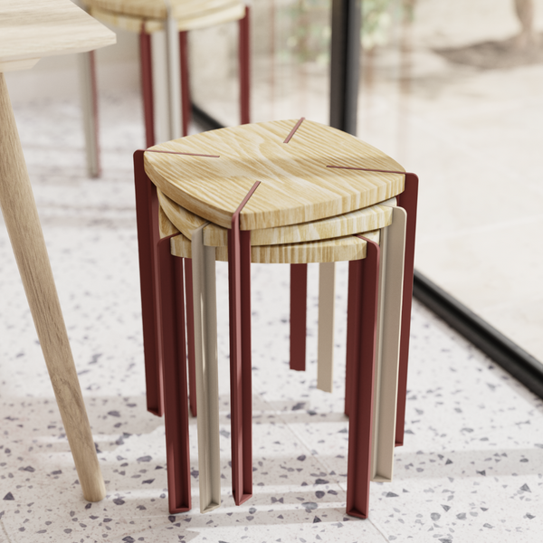 Taburete Apilable Beige Viga by Nico Cook