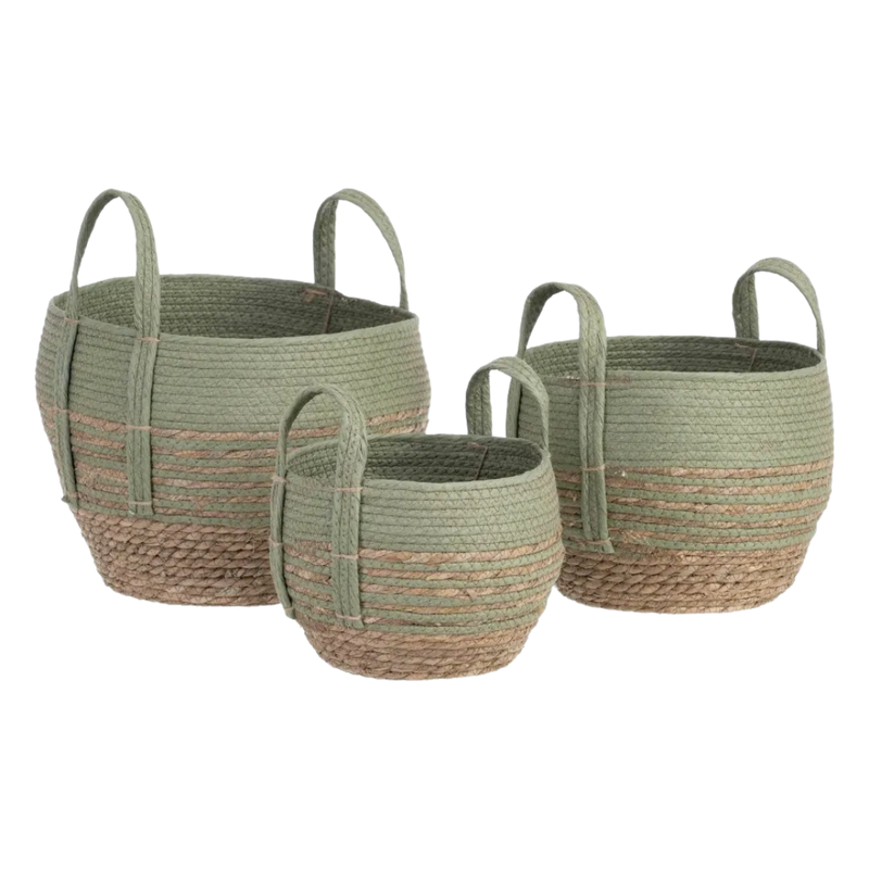 Set 3 Cestos Handmade Green