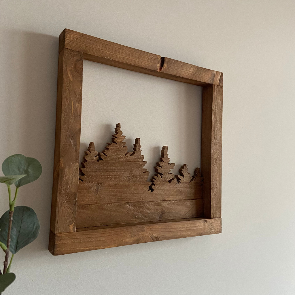 Cuadro Bosque de Pinos - Decoración  de madera artesanal