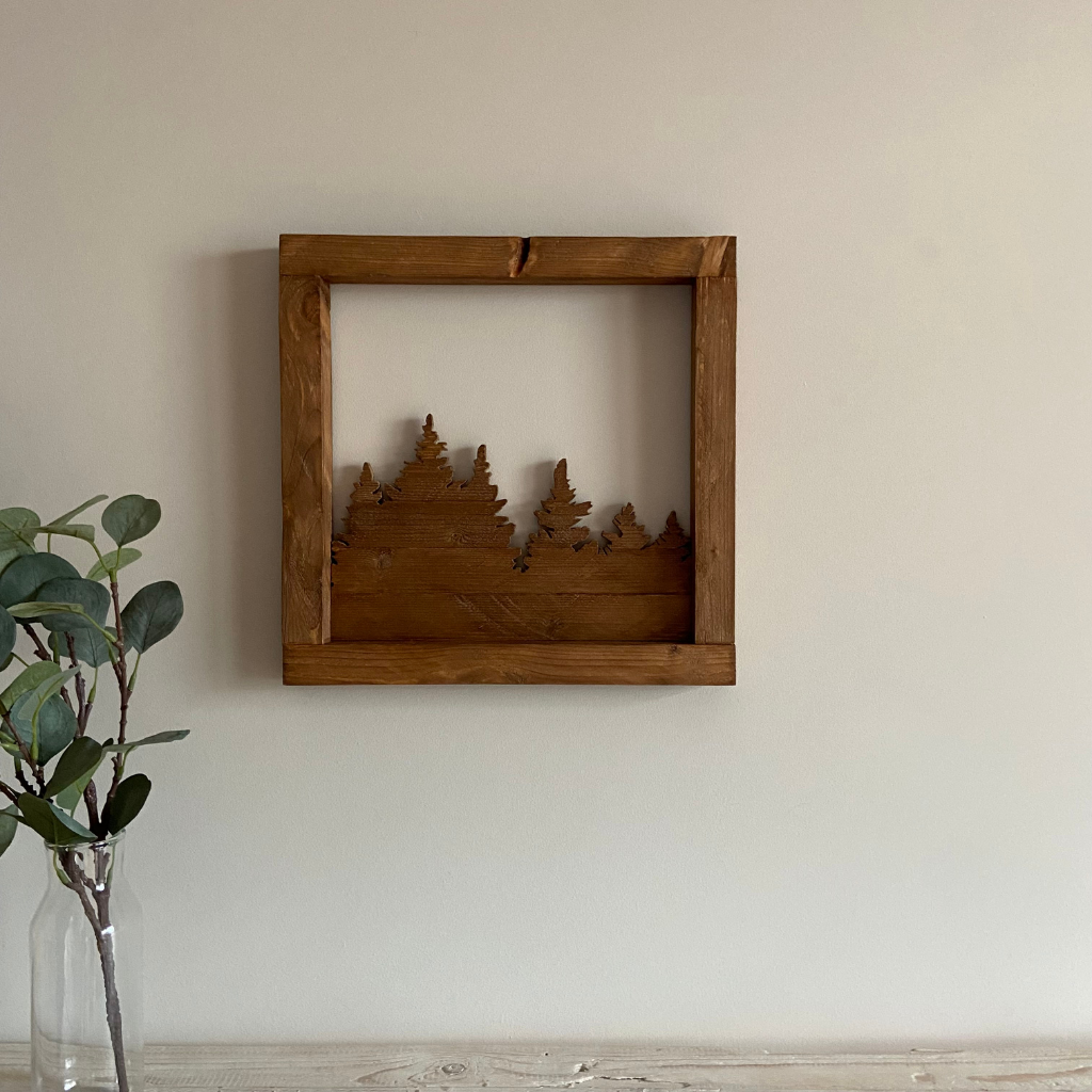 Cuadro Bosque de Pinos - Decoración  de madera artesanal
