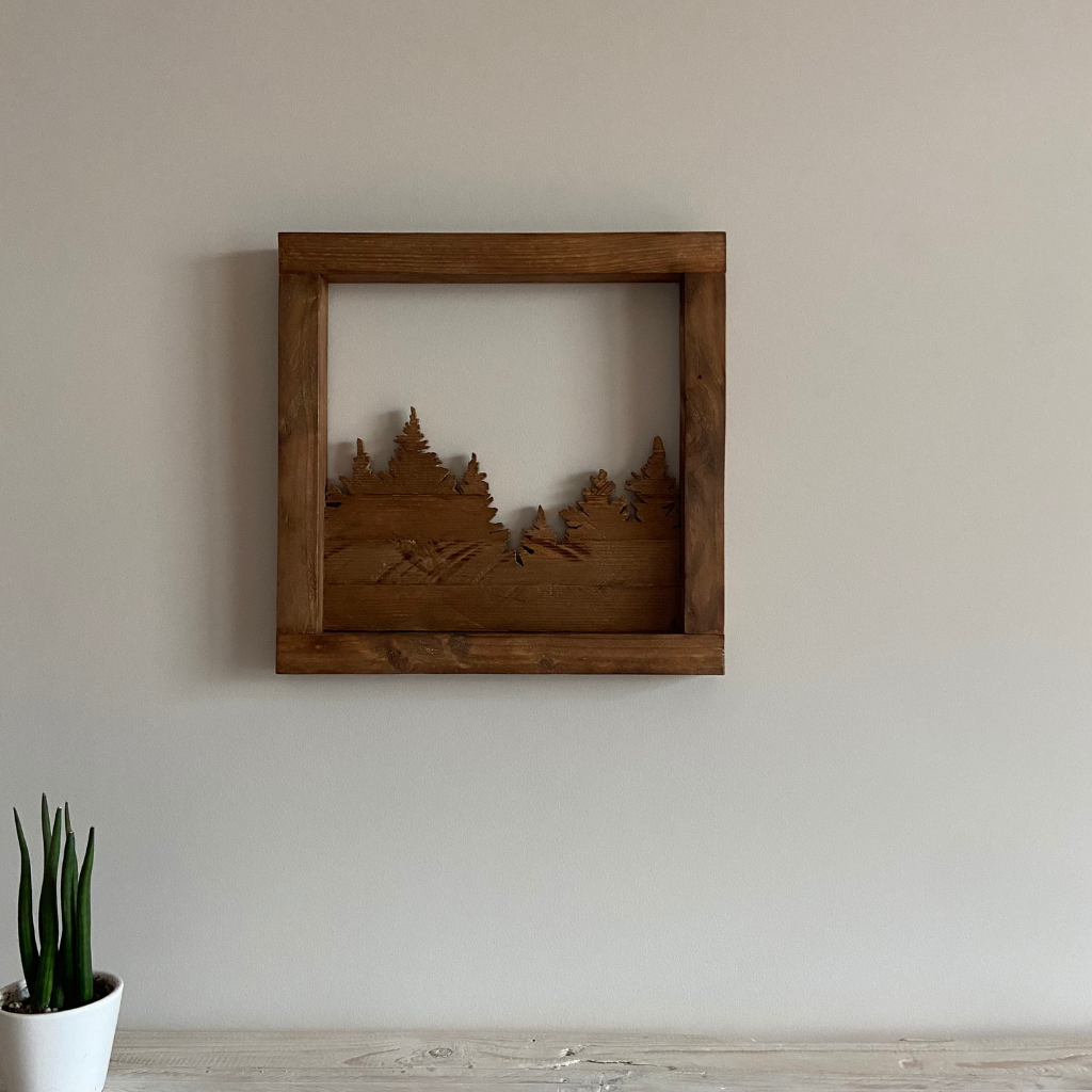 Cuadro Bosque de Pinos - Decoración  de madera artesanal