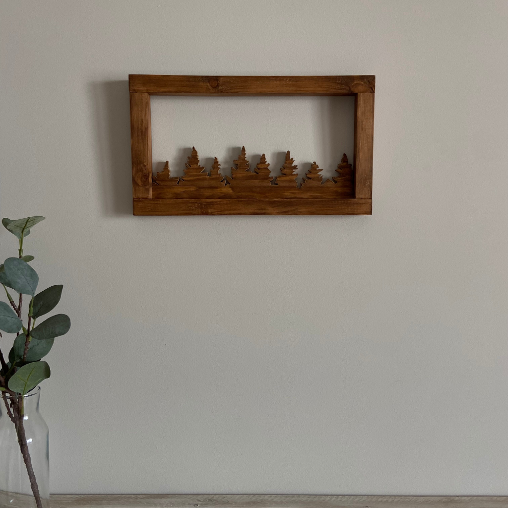 Cuadro Bosque Pinos Rectangular - Decoración de madera artesanal