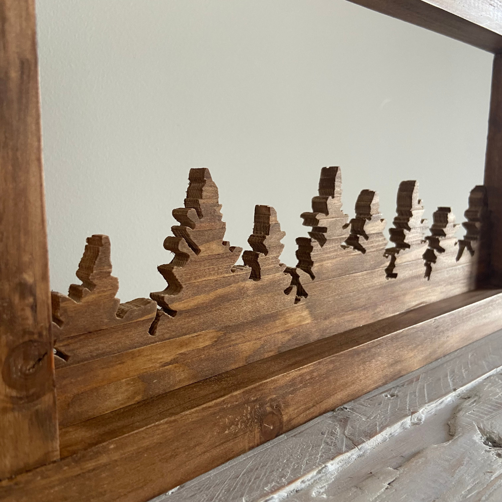 Cuadro Bosque Pinos Rectangular - Decoración de madera artesanal