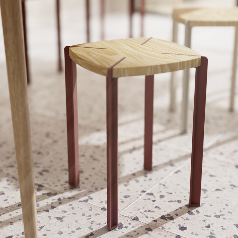 Taburete Apilable Granate Viga by Nico Cook