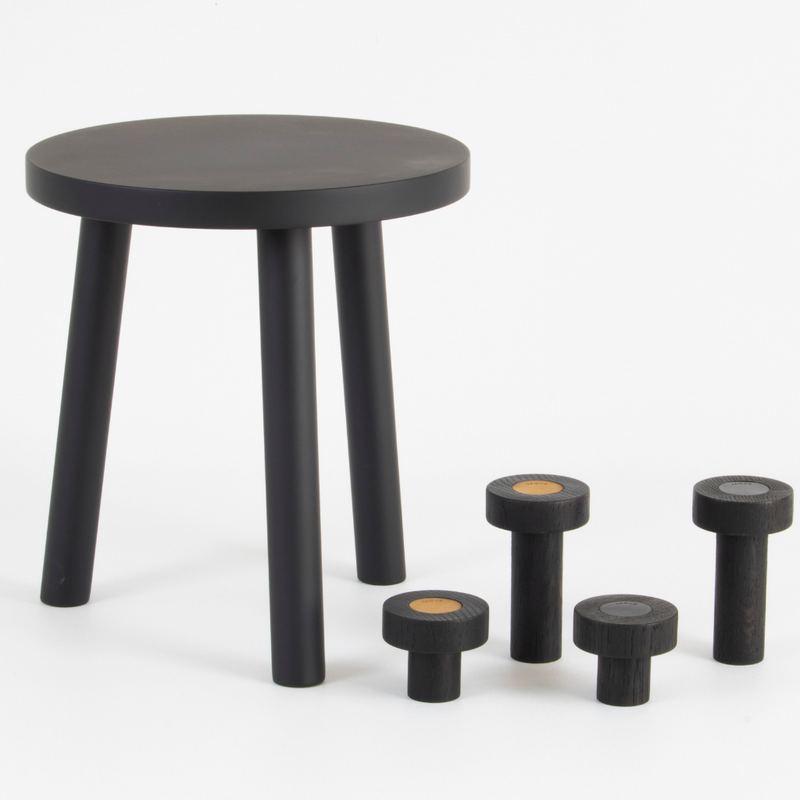 Taburete/Mesita Baja Artesanal Dama Black by Jaque