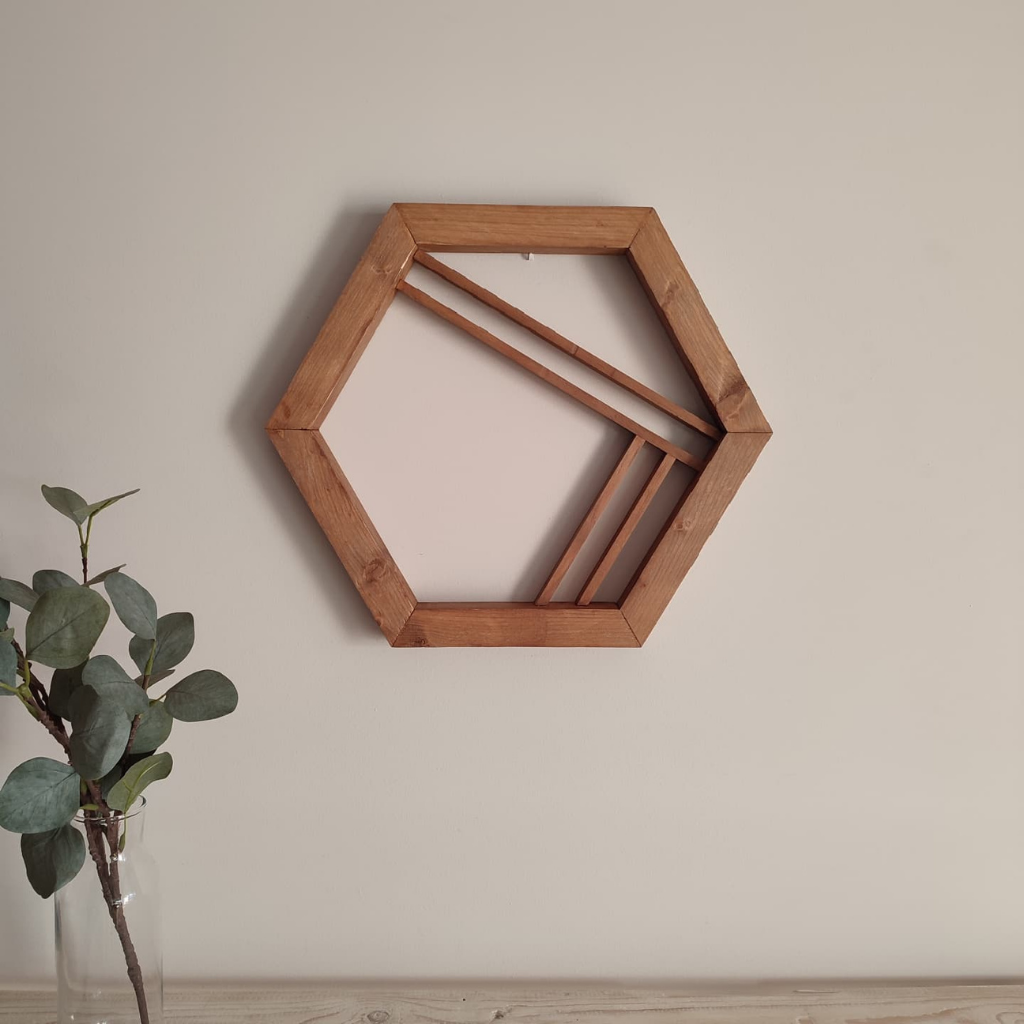 Hexágono Perpendicular - Decoración de madera artesanal