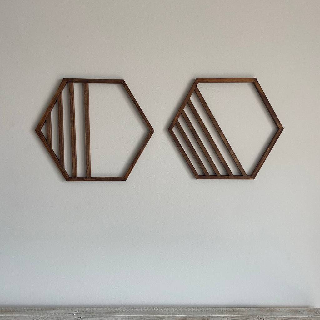 Pair of Geometric Hexagons by SB Wood Studio