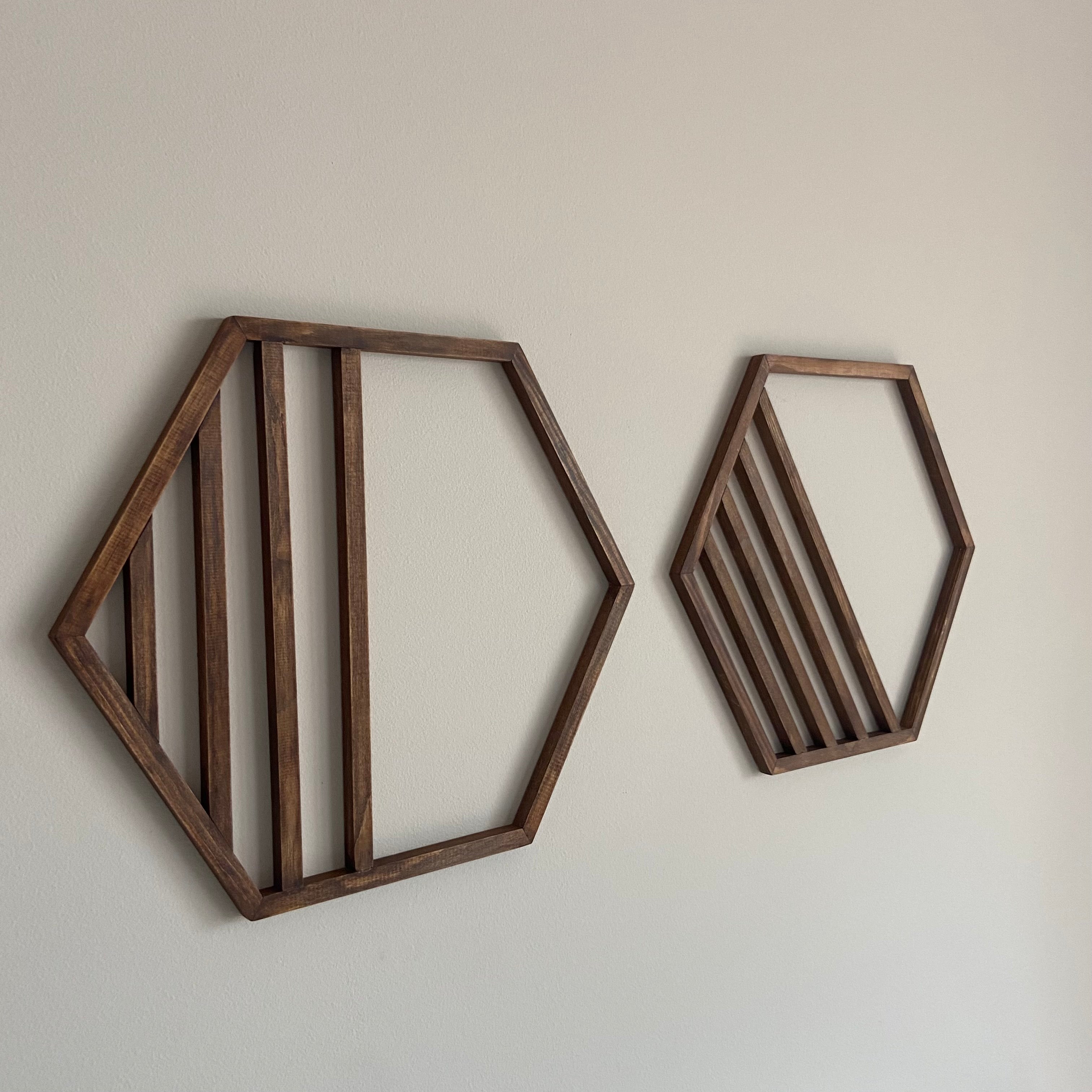 Pareja de Hexágonos Geométricos- Decoración de madera artesanal