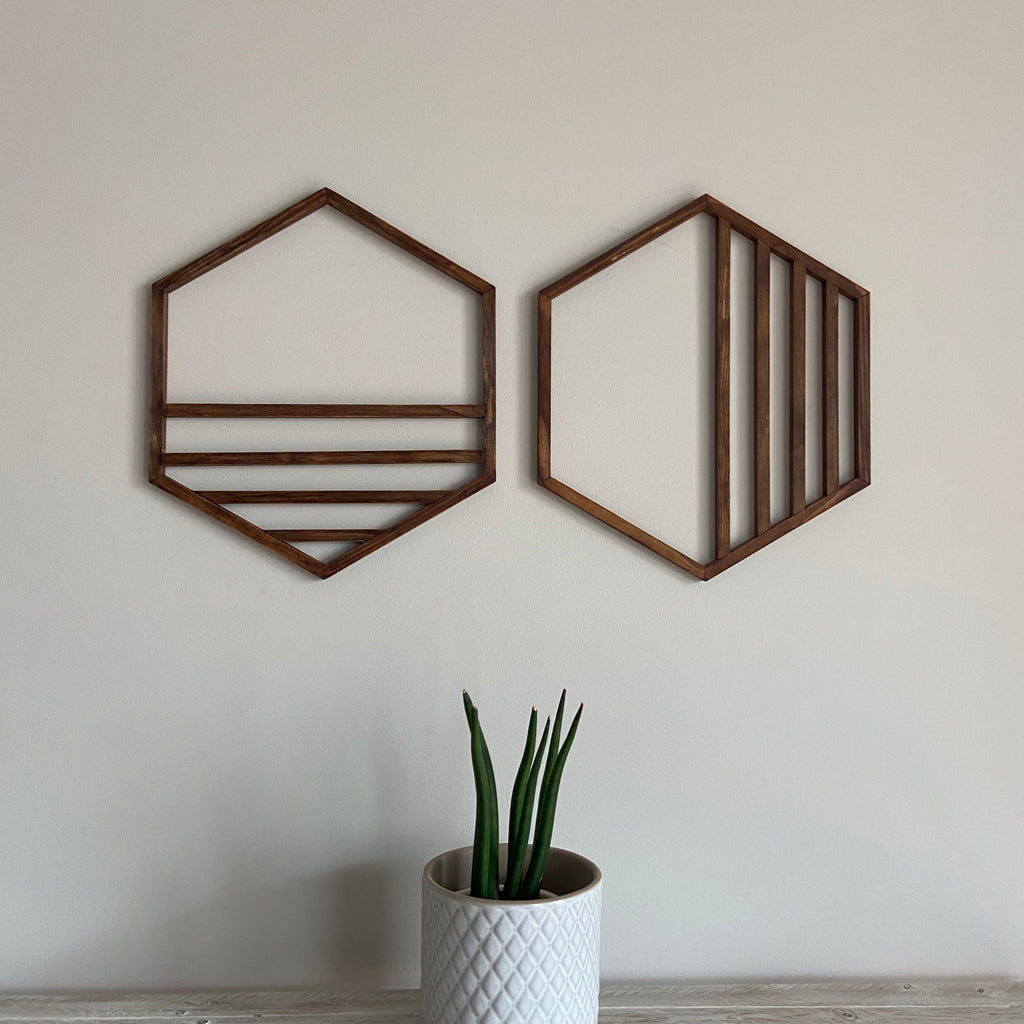 Pair of Geometric Hexagons by SB Wood Studio